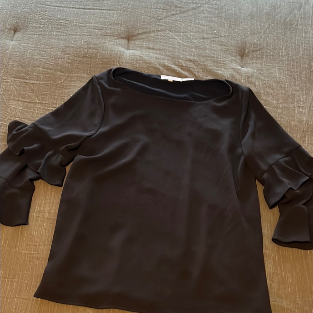 Calvin Klein Black Ruffled Sleeve Blouse